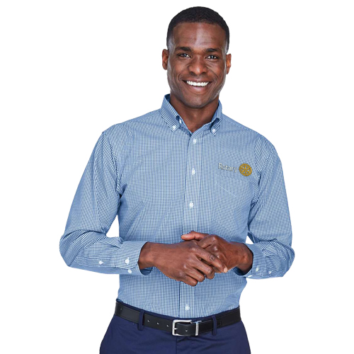 Rotary Men's L/S French Blue Gingham Check Dress Shirt